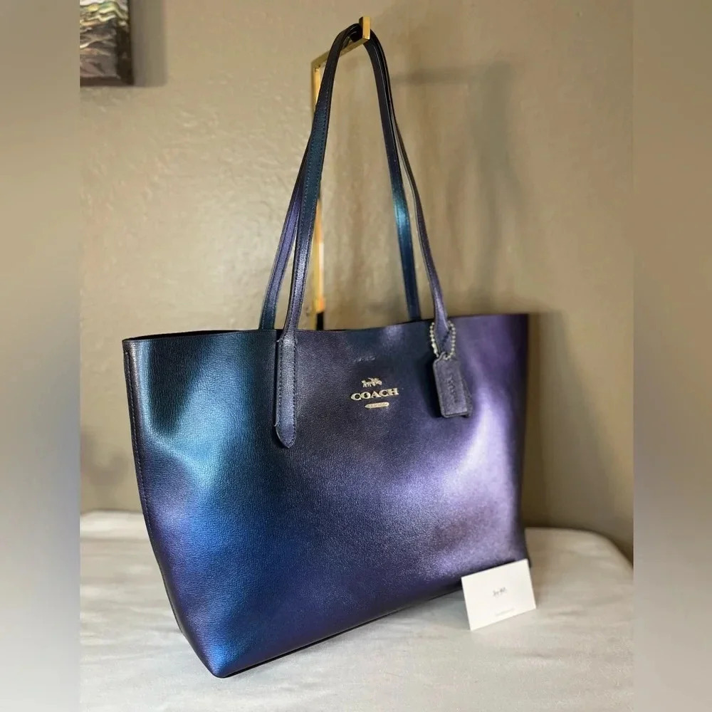Coach Metallic Hologram Avenue Tote F37871 | Iridescent Leather Bag Large - Picture 16 of 16
